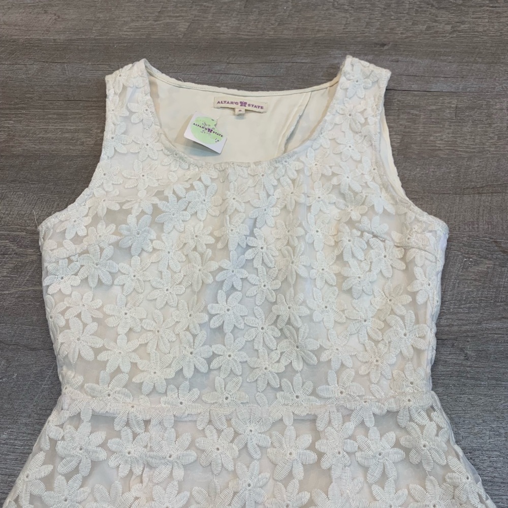 Altar’d State Floral Lace Dress Open Back Ivory S - Picture 3 of 8